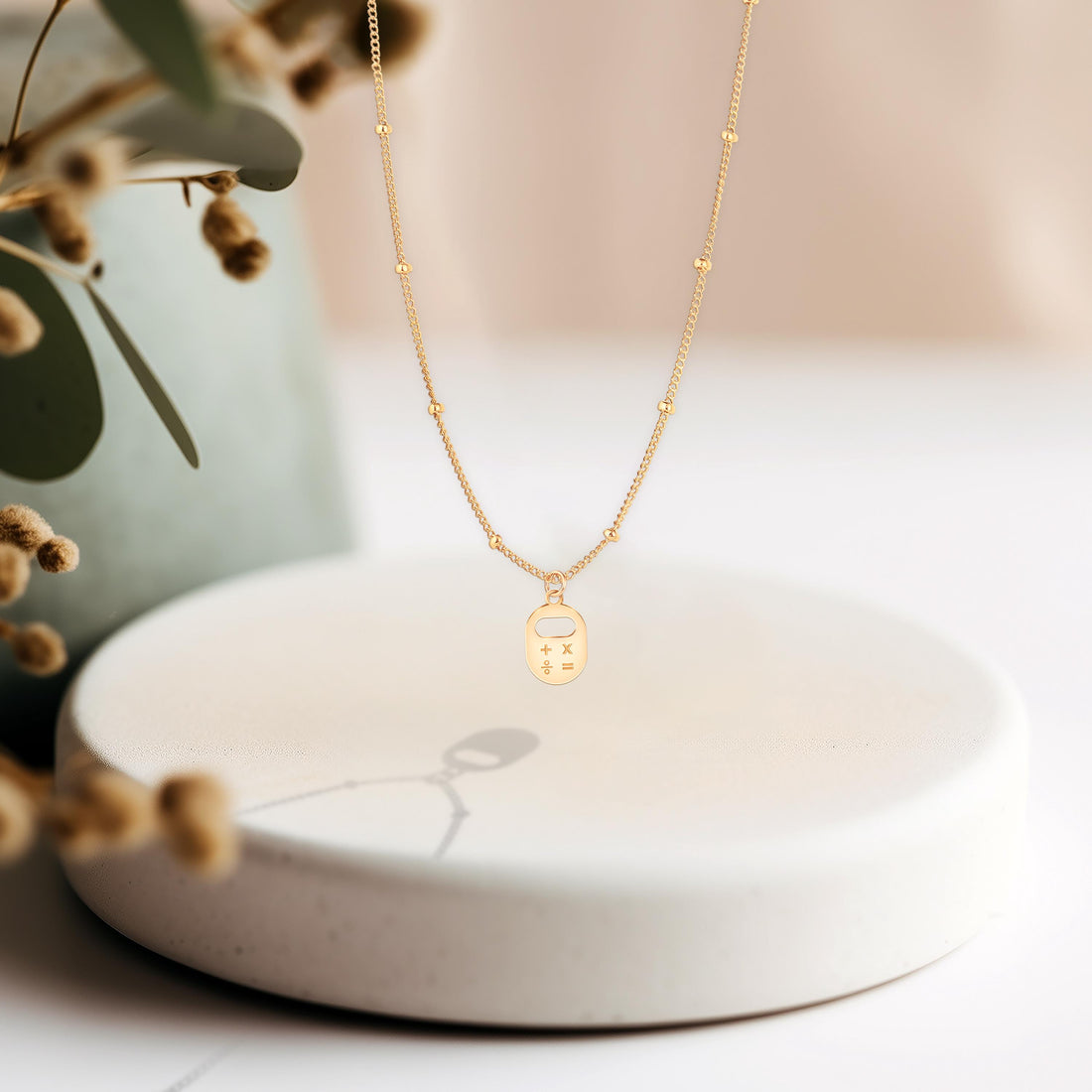 Calculator Pendant Beady Necklace