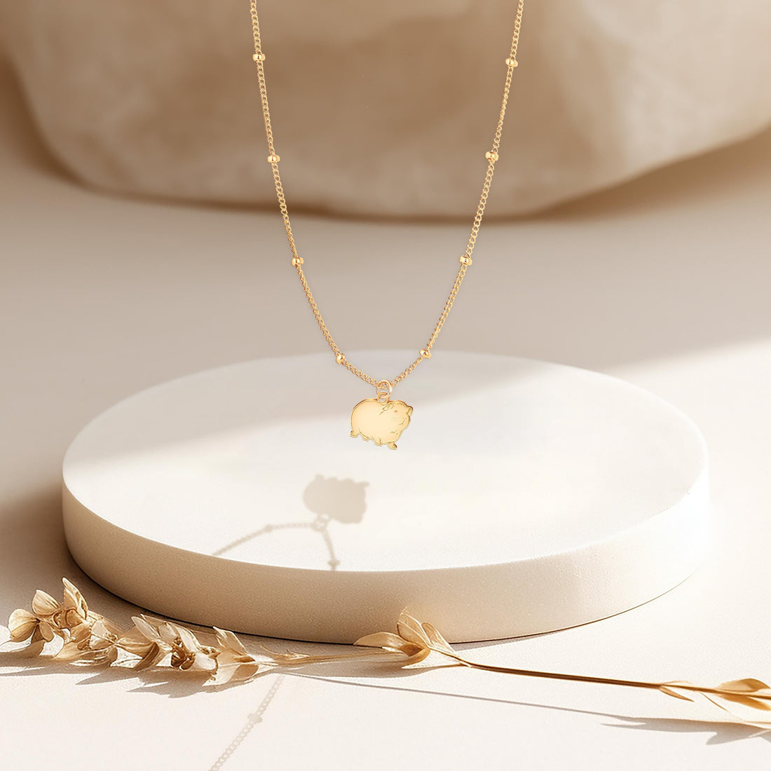 Cute Hamster Pendant Beady Necklace