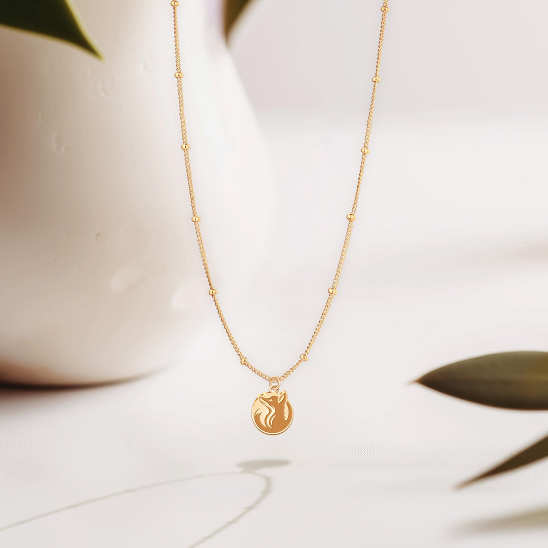 Fox Medallion Pendant Beady Necklace