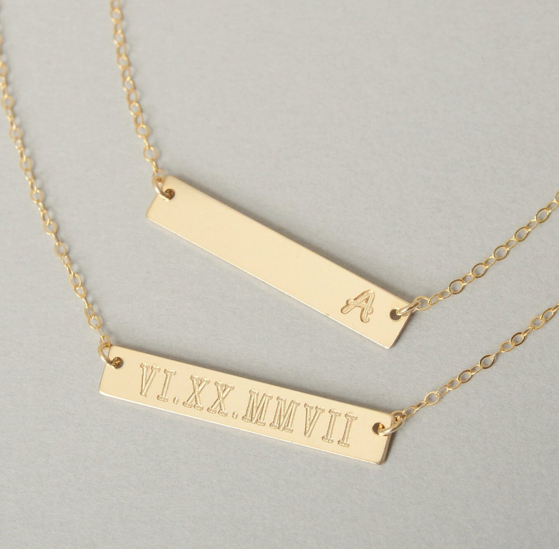 Gold Engravable Nameplate Necklace