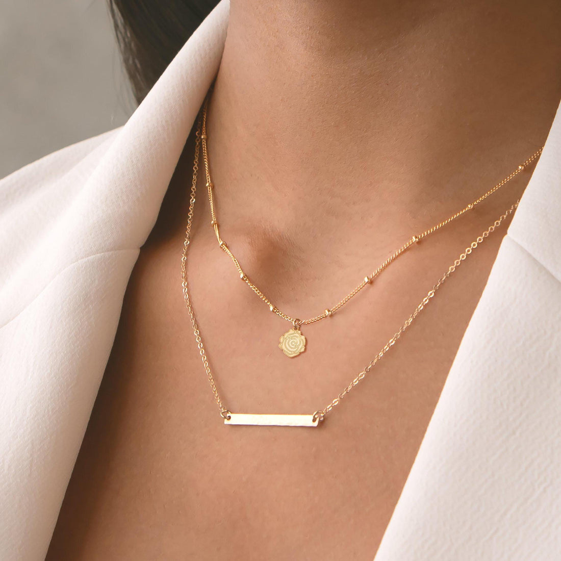 Rose Charm Pendant Beady Necklace
