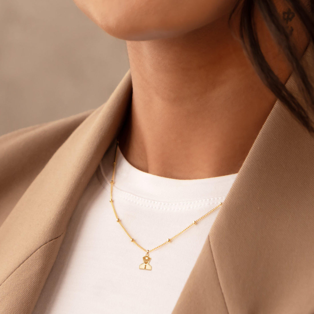 Police Badge Shield Charm Necklace