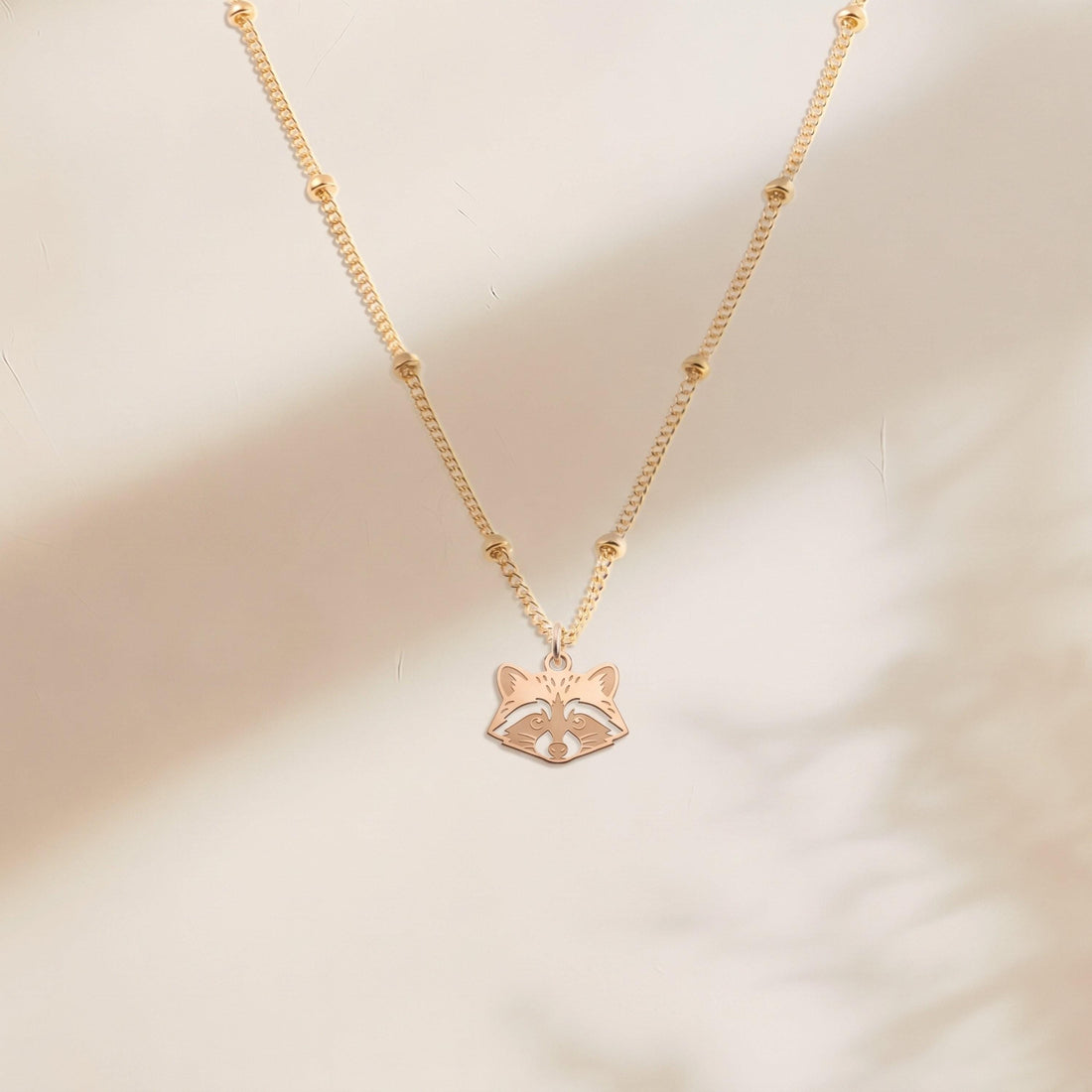 Raccoon Face Beady Necklace