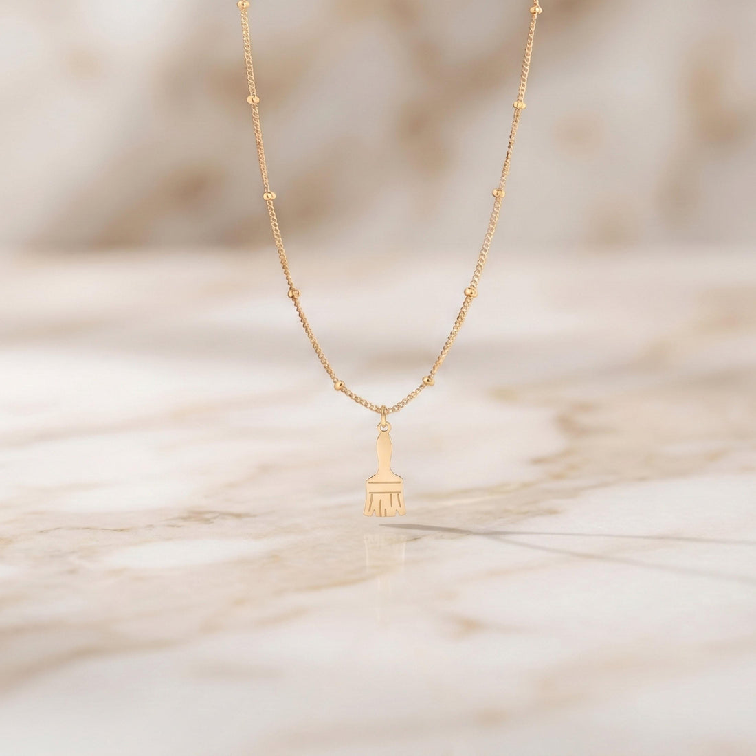 Paintbrush Charm Beady Necklace