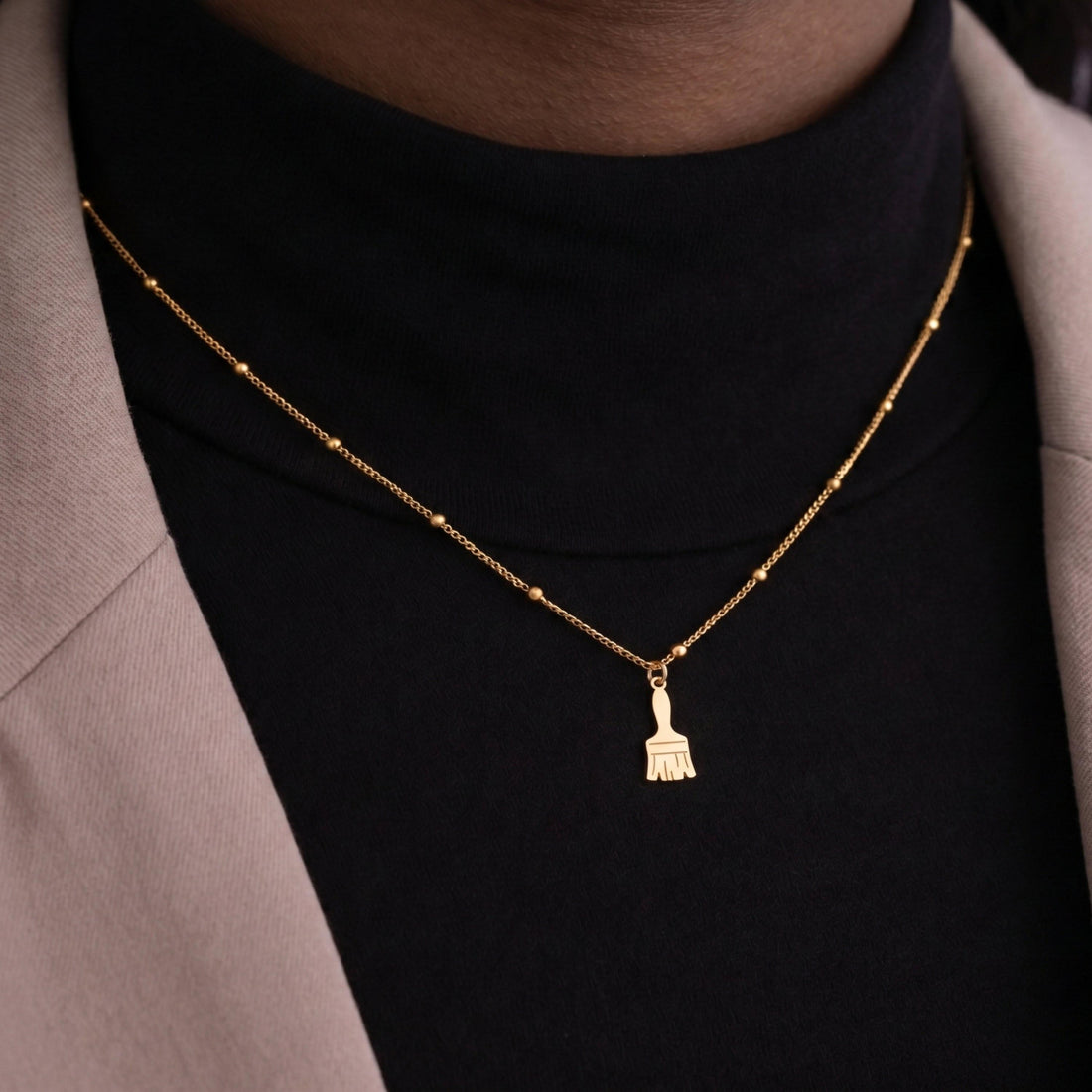 Paintbrush Charm Beady Necklace
