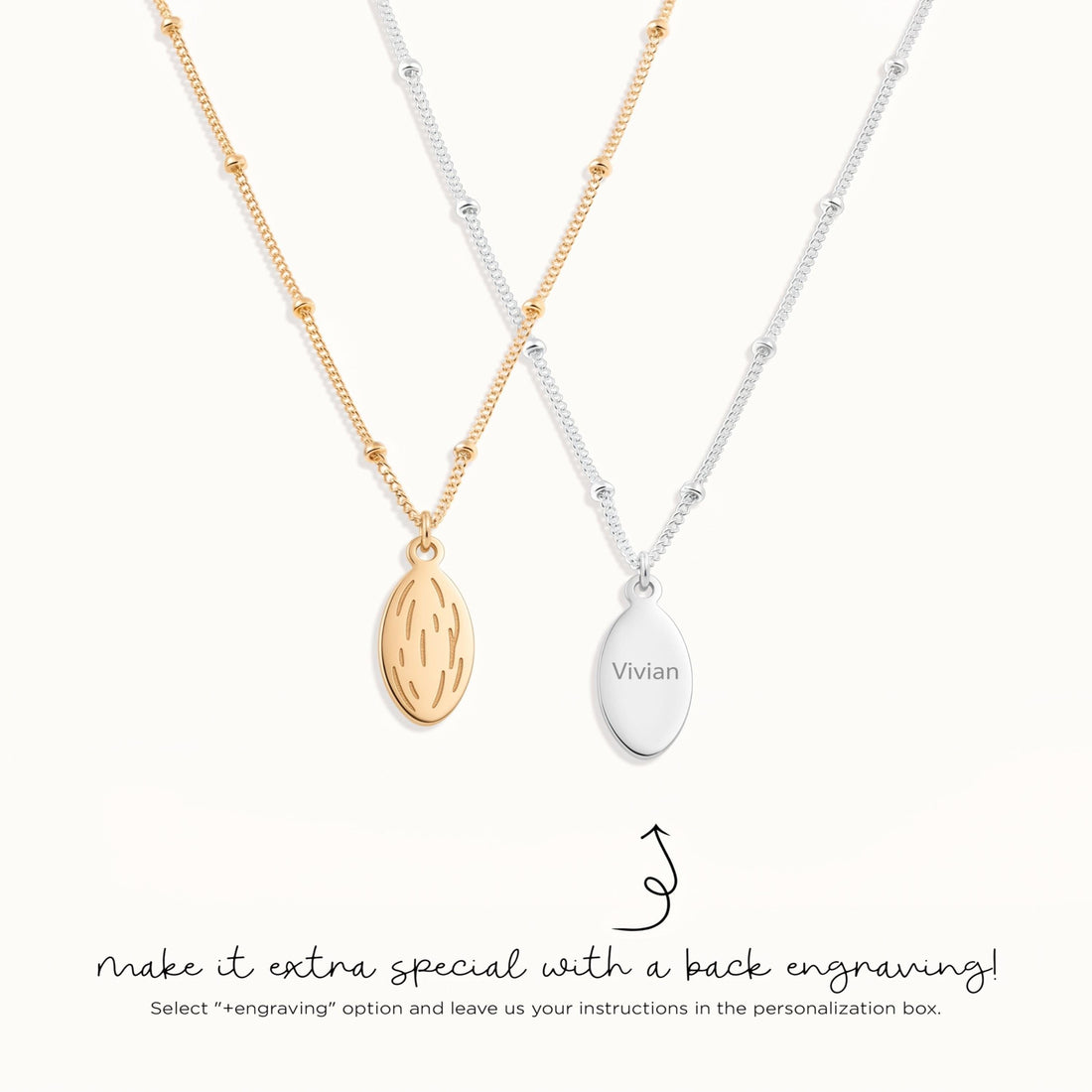 Engraved Leaf Beady Necklace
