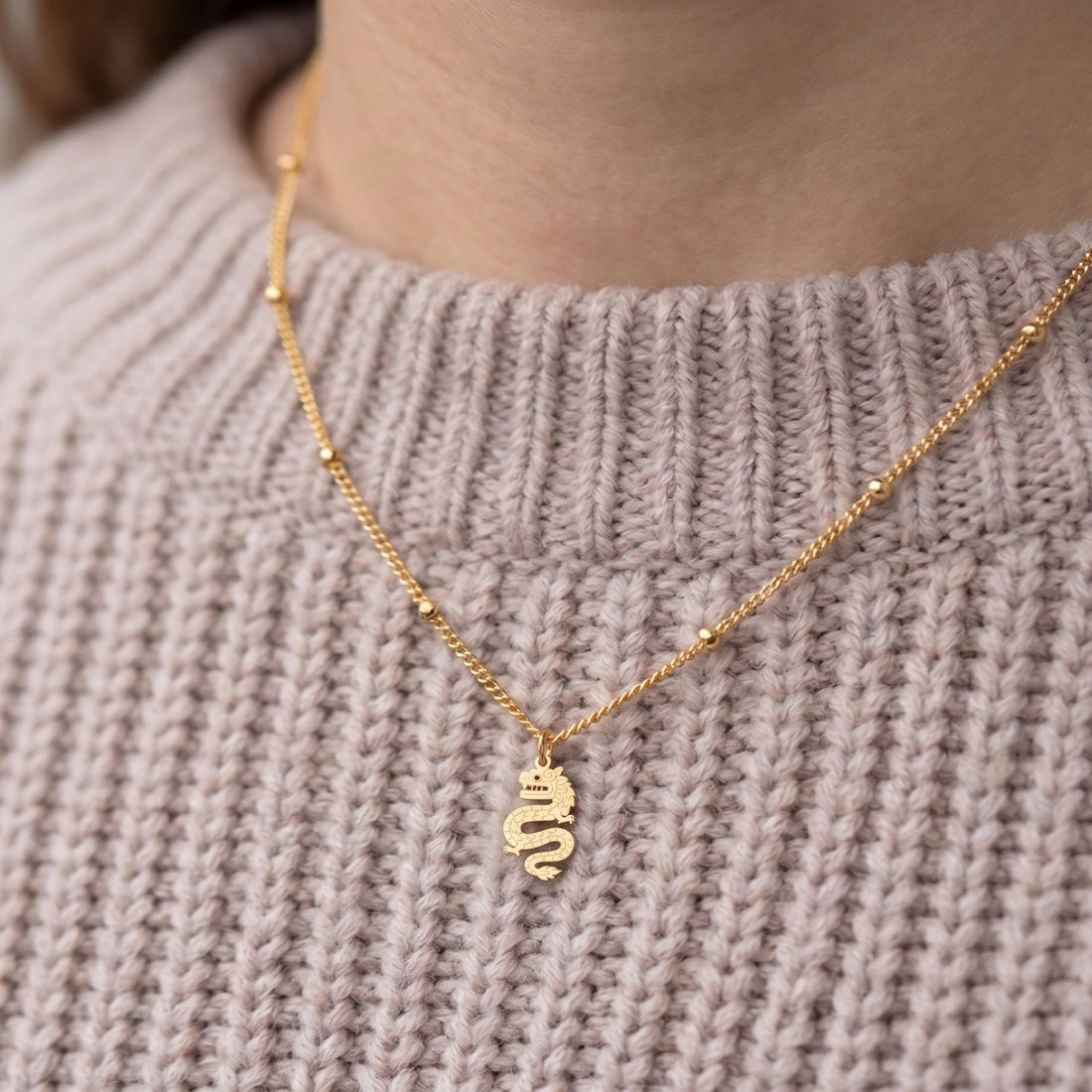 Serpentine Dragon Beady Necklace