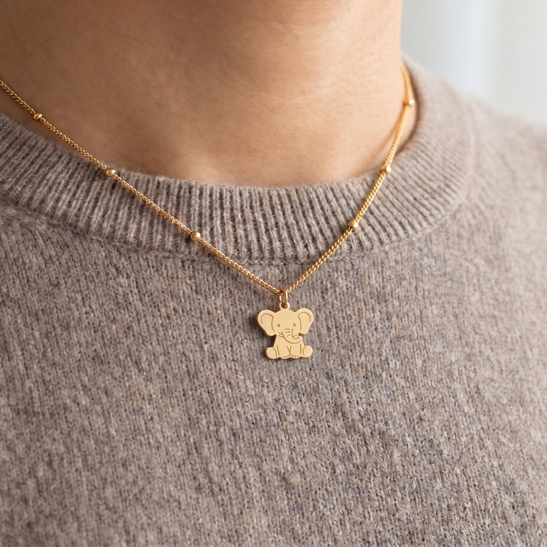 Elephant Silhouette Beady Necklace