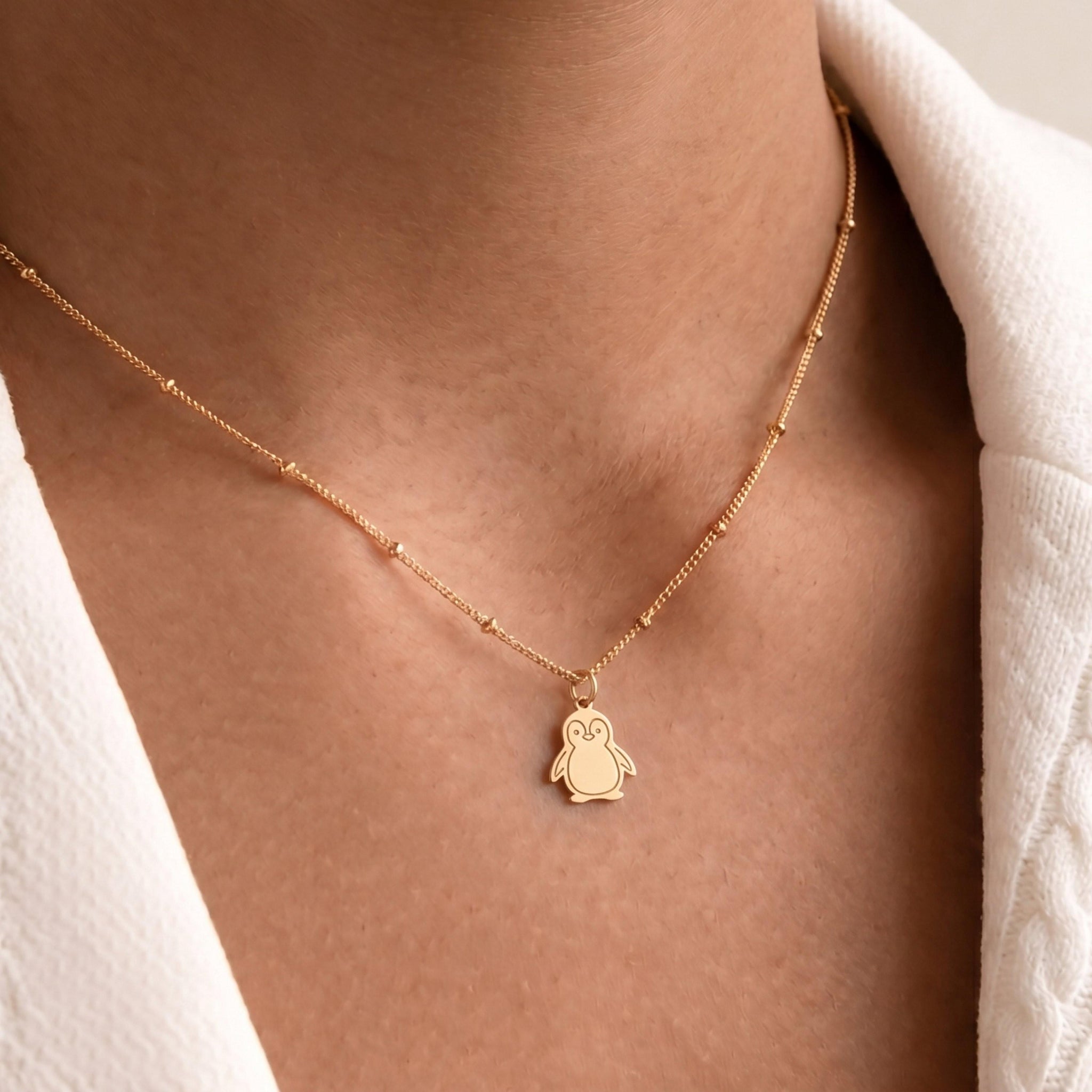 Penguin Charm Beady Necklace