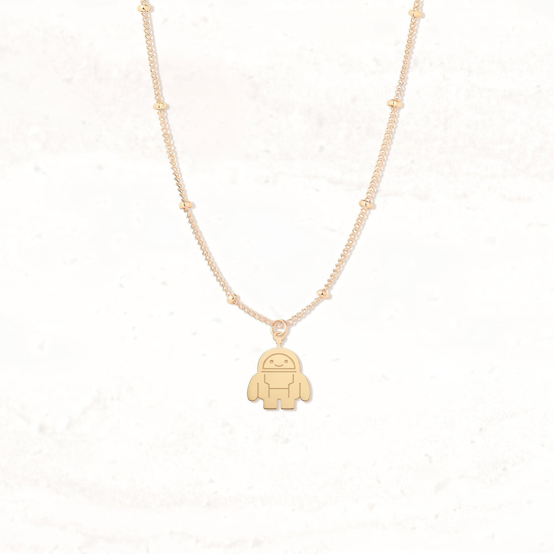 Android Robot Pendant Beady Necklace