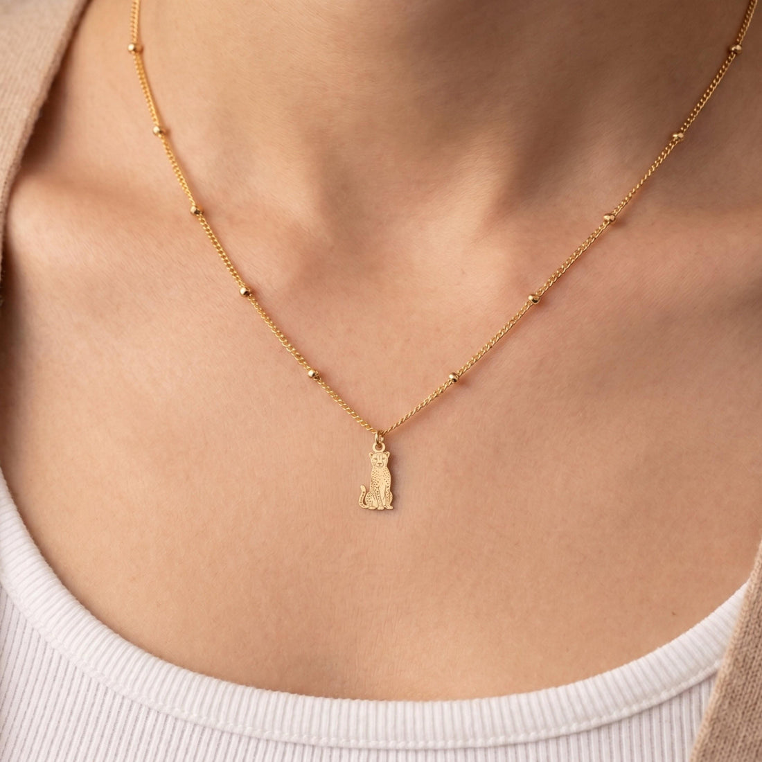 Feline Silhouette Charm Necklace