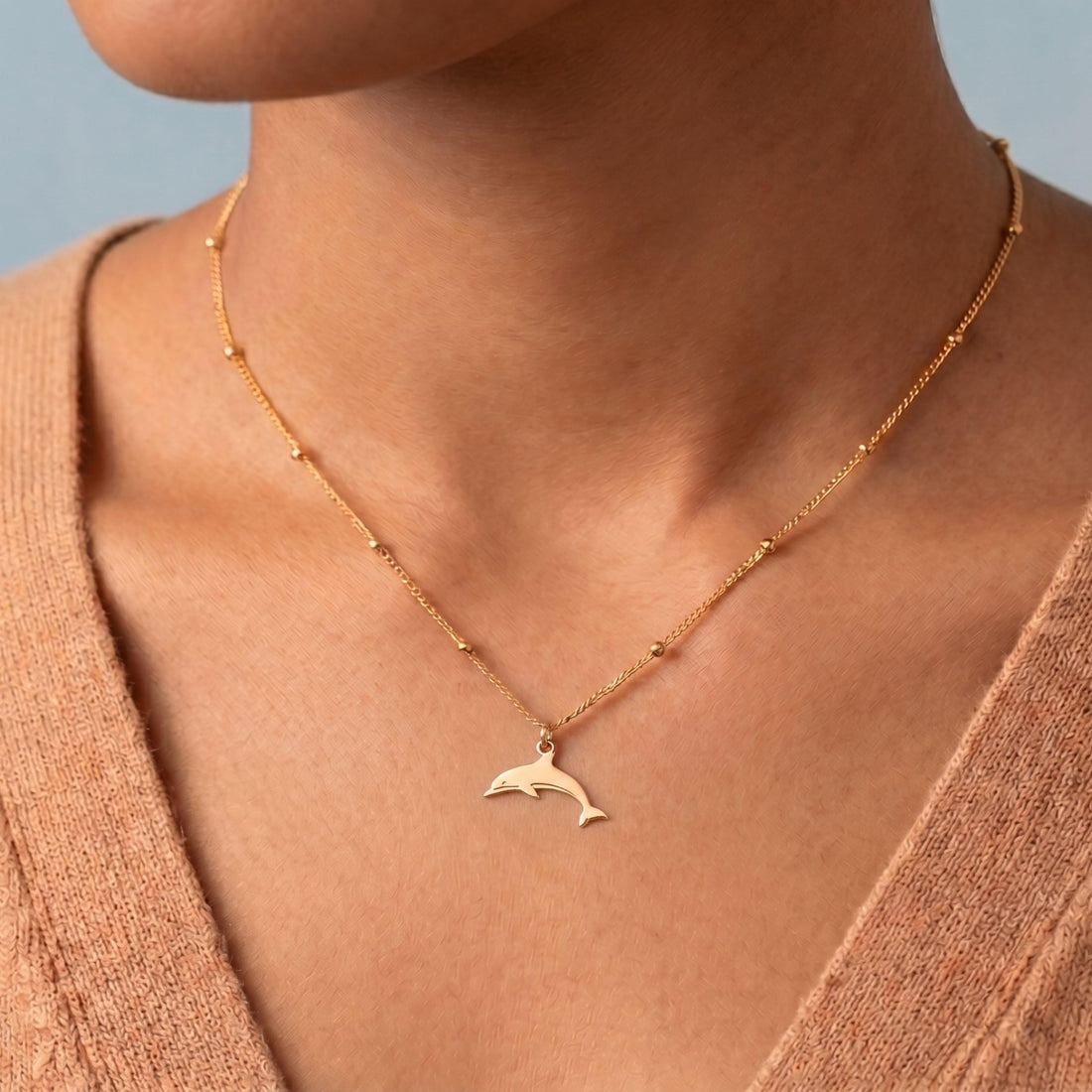 Dolphin Silhouette Beady Necklace