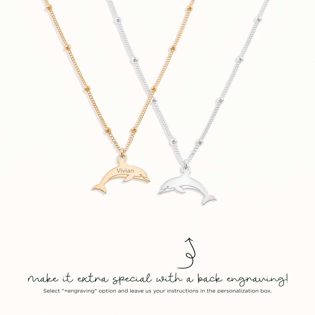 Dolphin Silhouette Beady Necklace