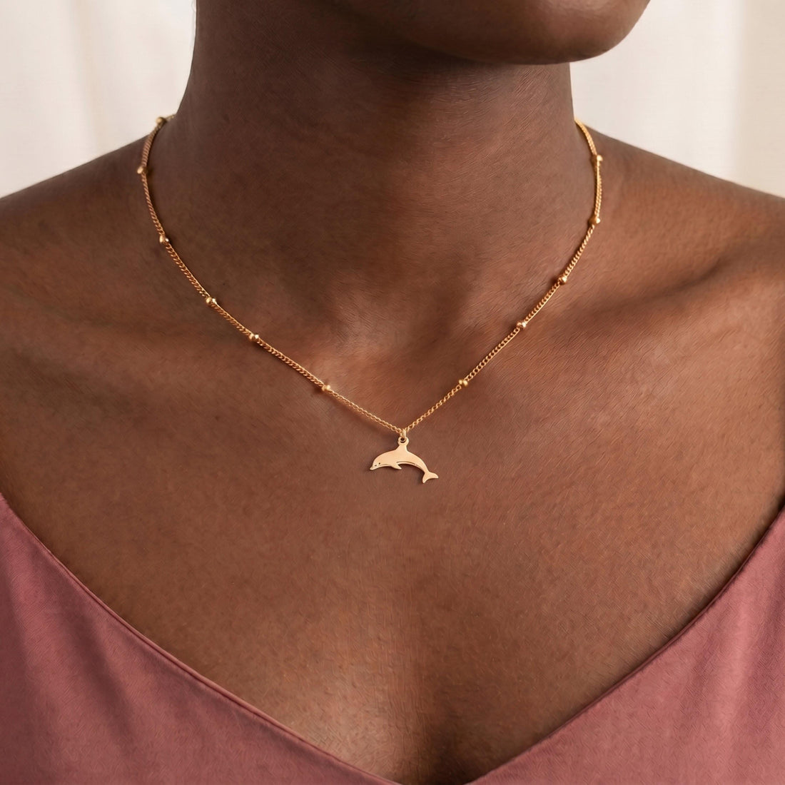 Dolphin Silhouette Beady Necklace