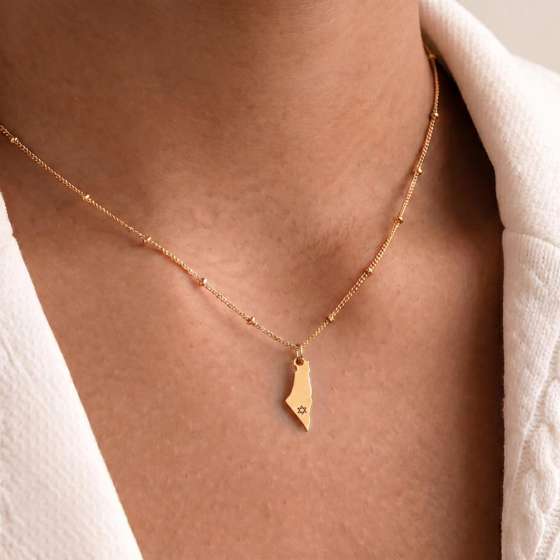 Israel Outline Charm Necklace