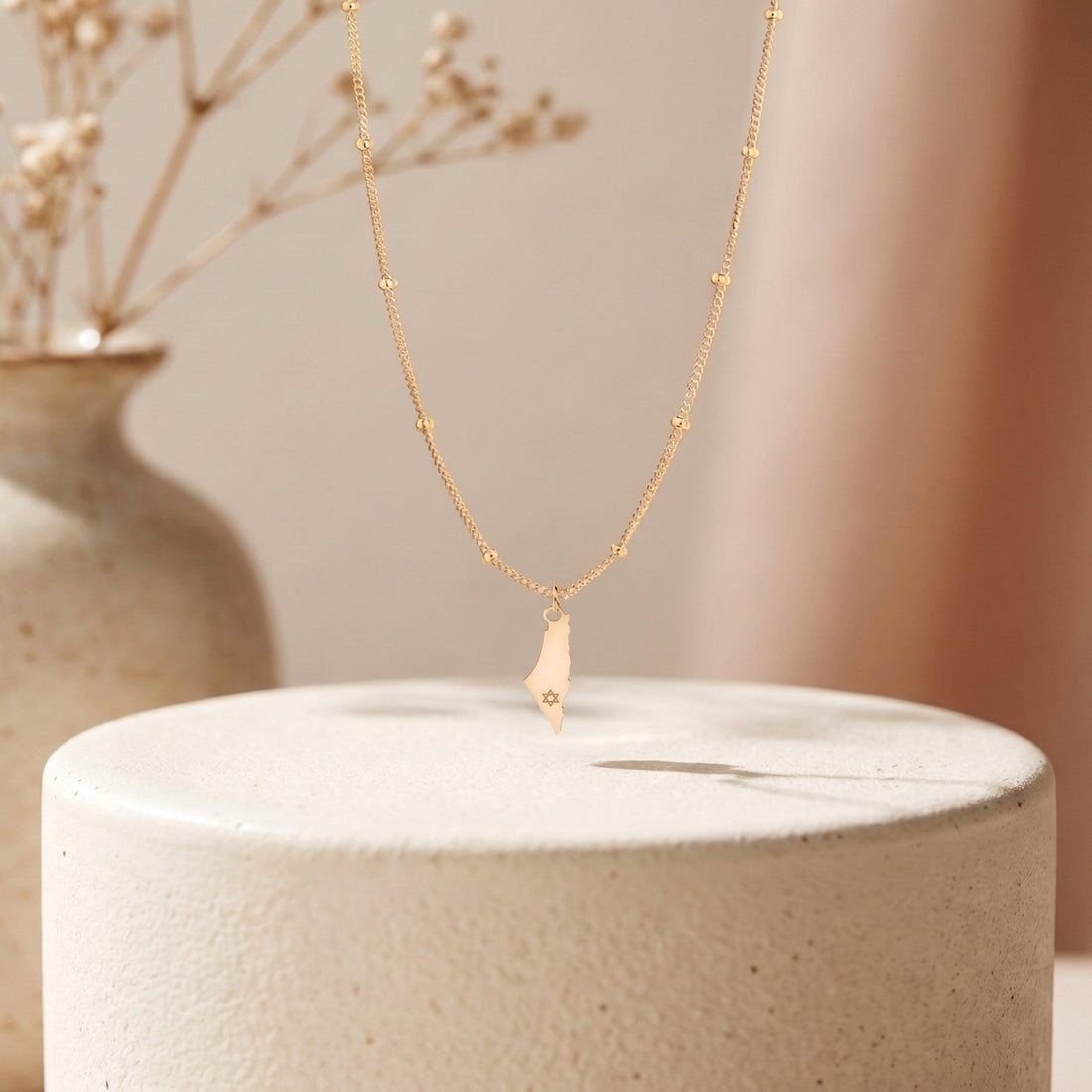 Israel Outline Charm Necklace