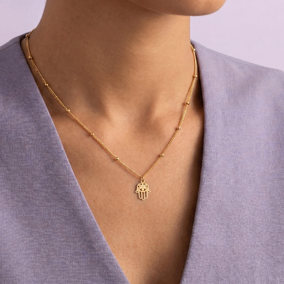 Hamsa Hand Beady Necklace