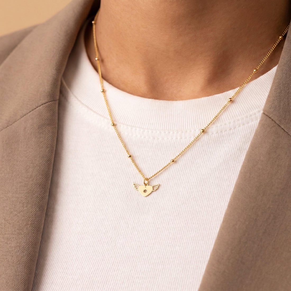 Winged Heart Charm Necklace