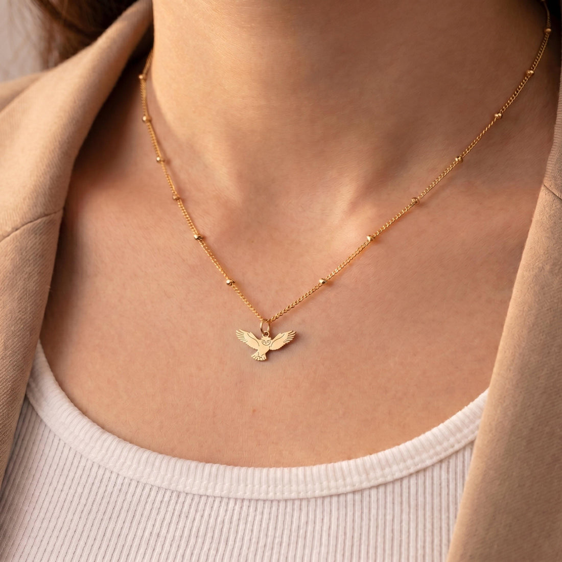 Flying Owl Beady Necklace