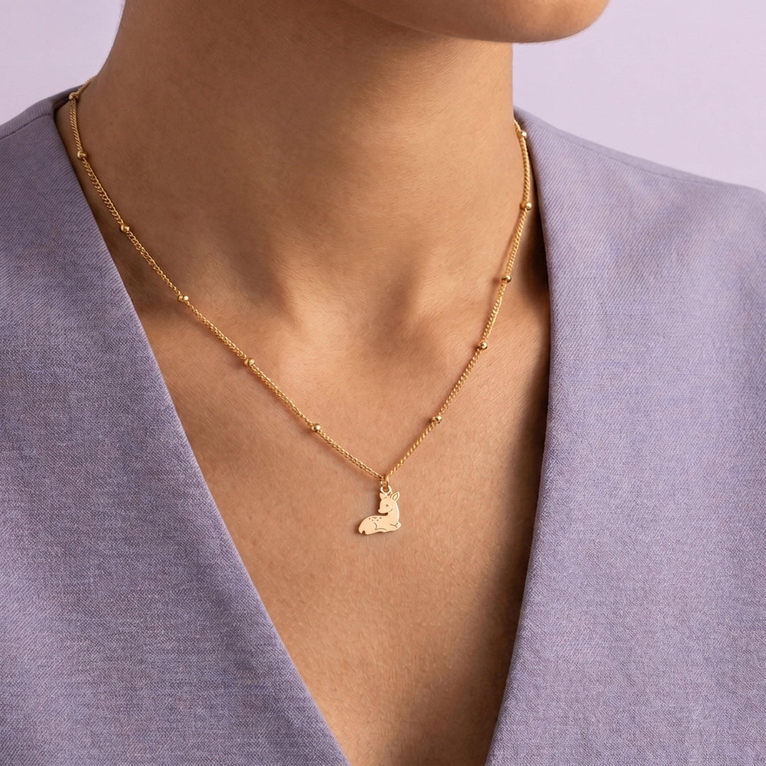 Sitting Deer Charm Necklace