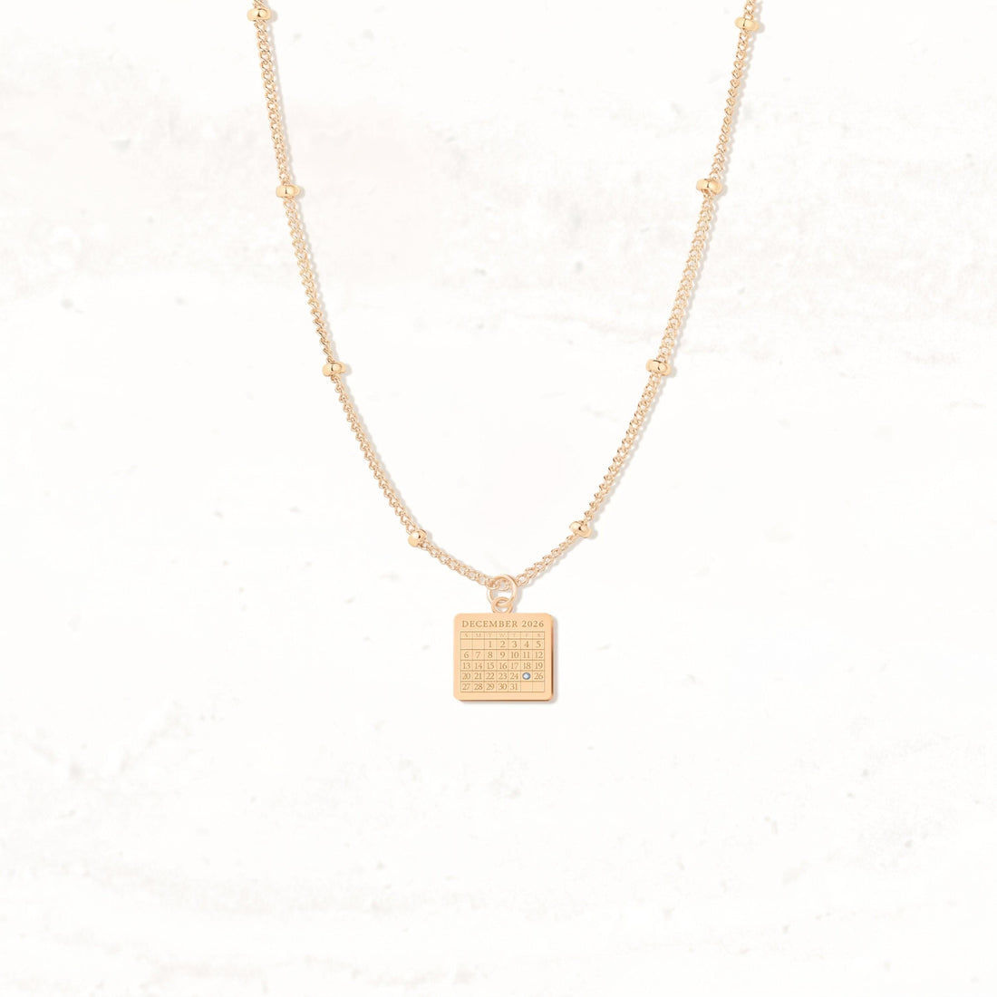 Calendar Square Charm Necklace