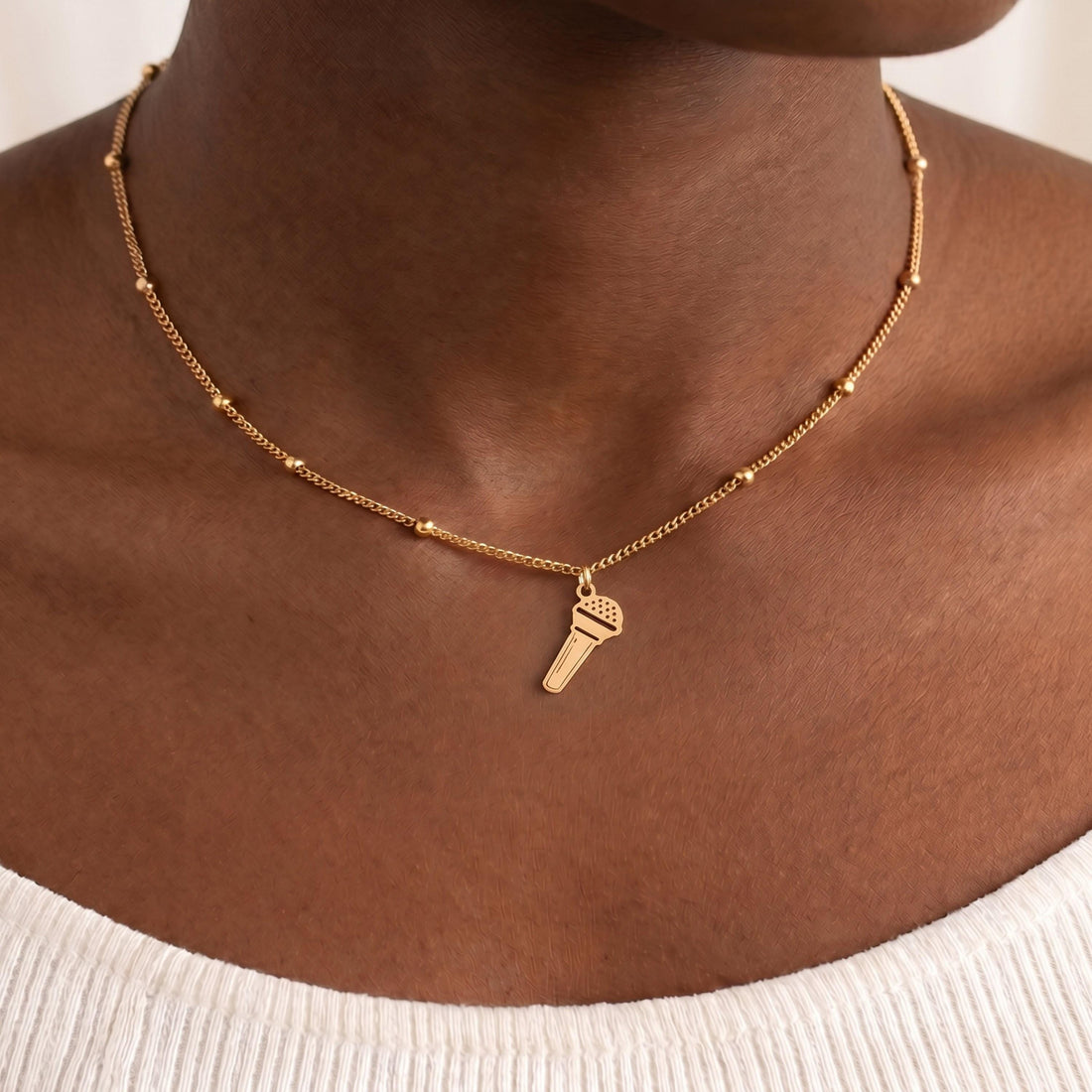 Microphone Charm Beady Necklace