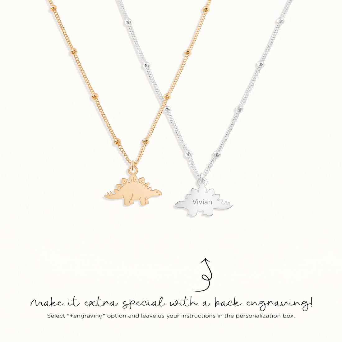 Stegosaurus Charm Beady Necklace