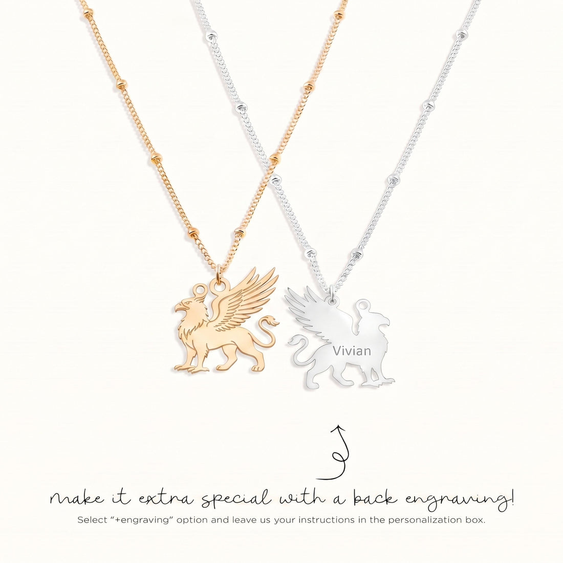Winged Griffin Charm Necklace