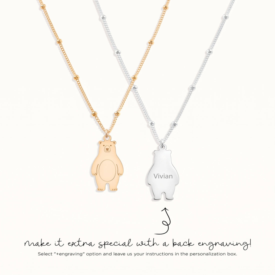 Bear Charm Beady Necklace