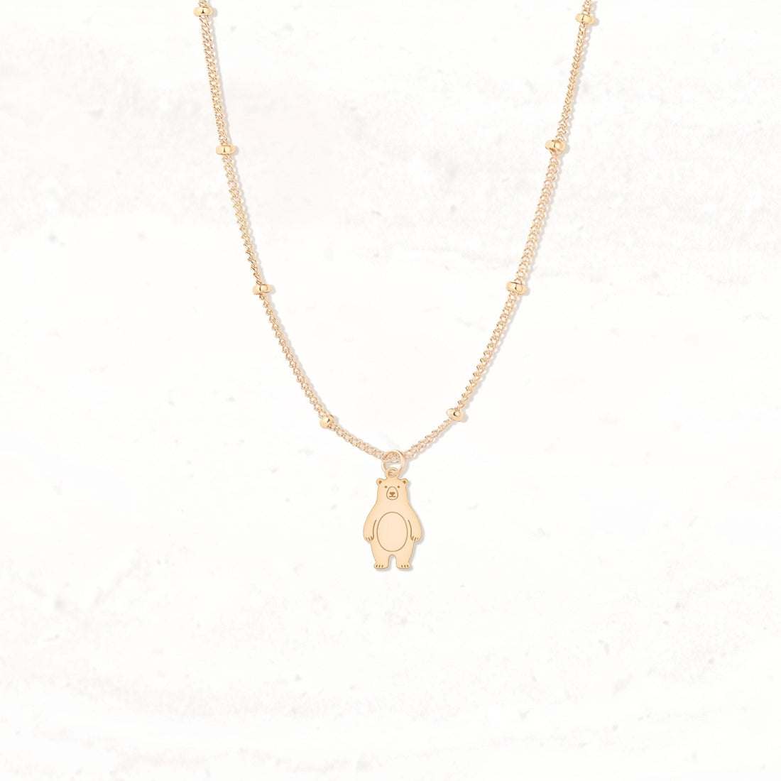 Bear Charm Beady Necklace