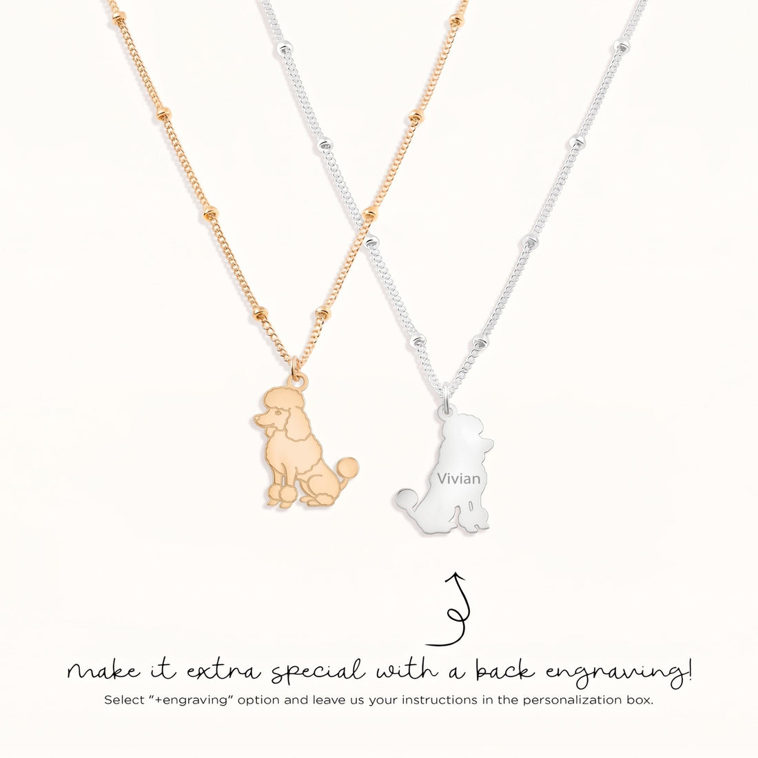 Sitting Poodle Charm Necklace