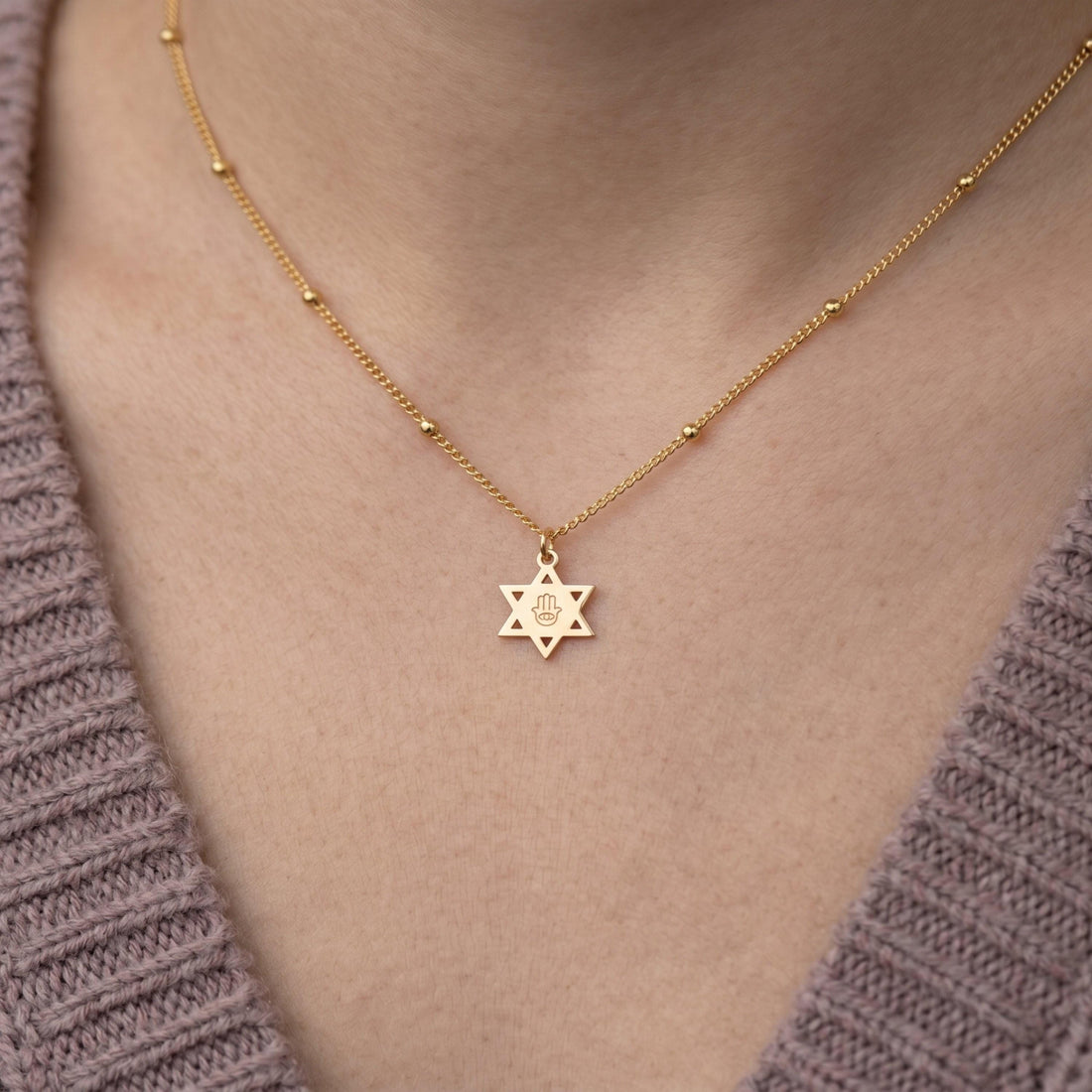 Hamsa Star Beady Necklace