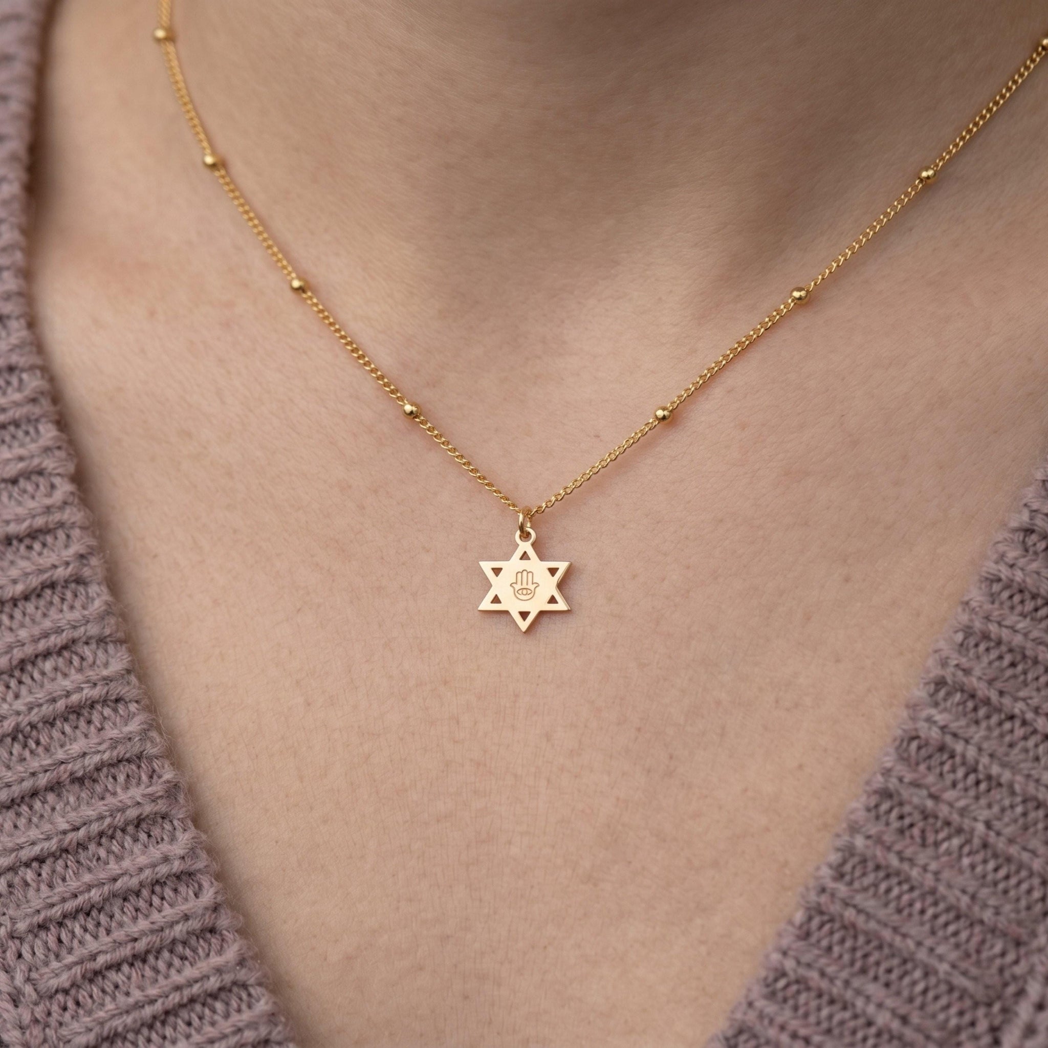 Hamsa Star Beady Necklace