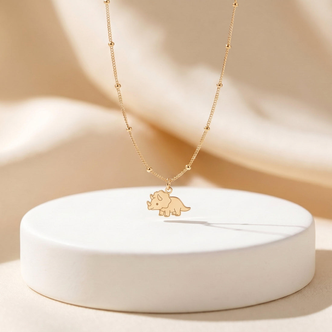 Triceratops Charm Beady Necklace