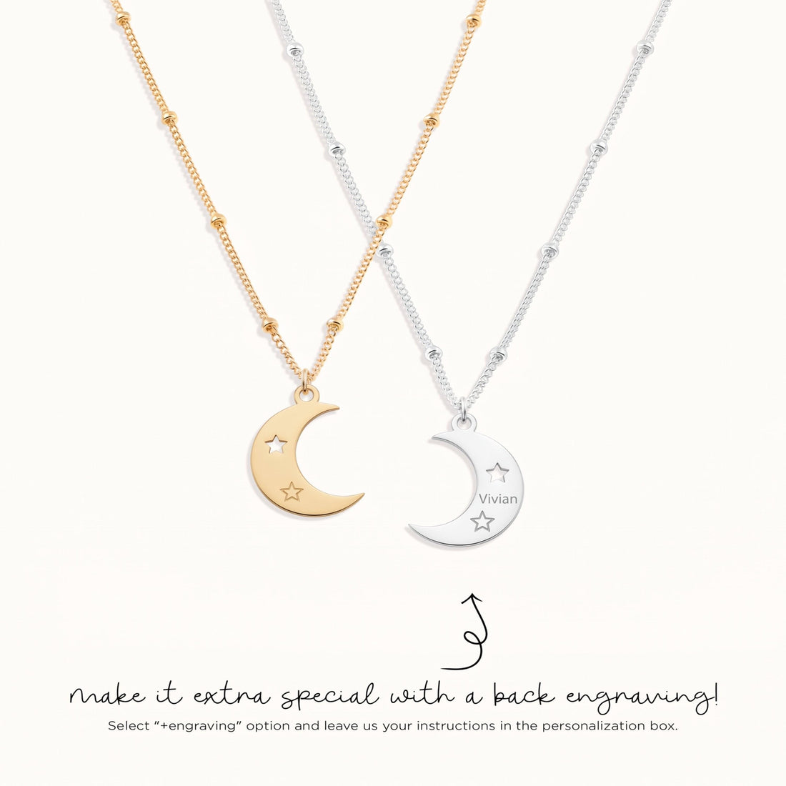Crescent Moon Star Beaded Necklace
