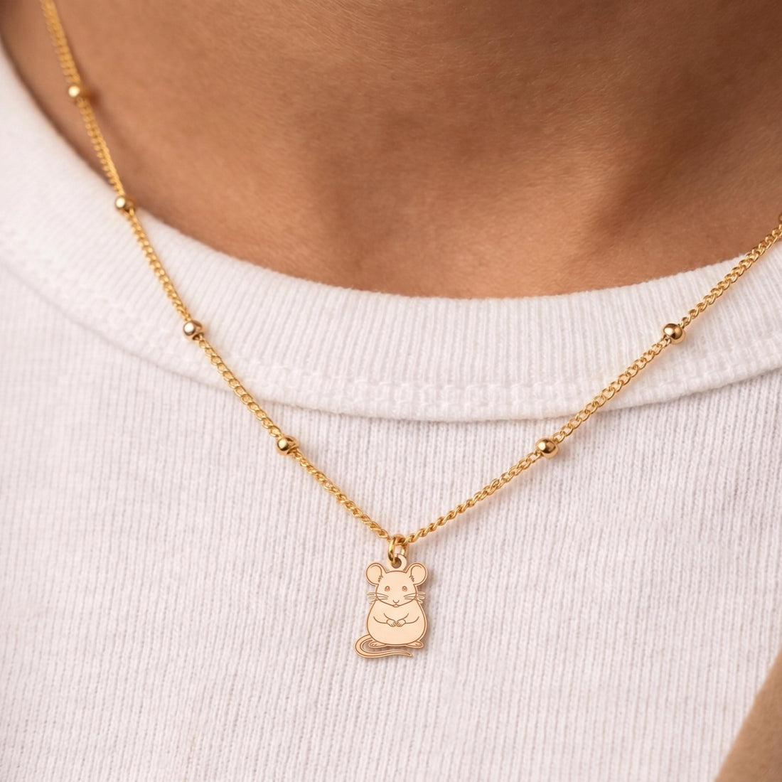 Standing Mouse Charm Necklace