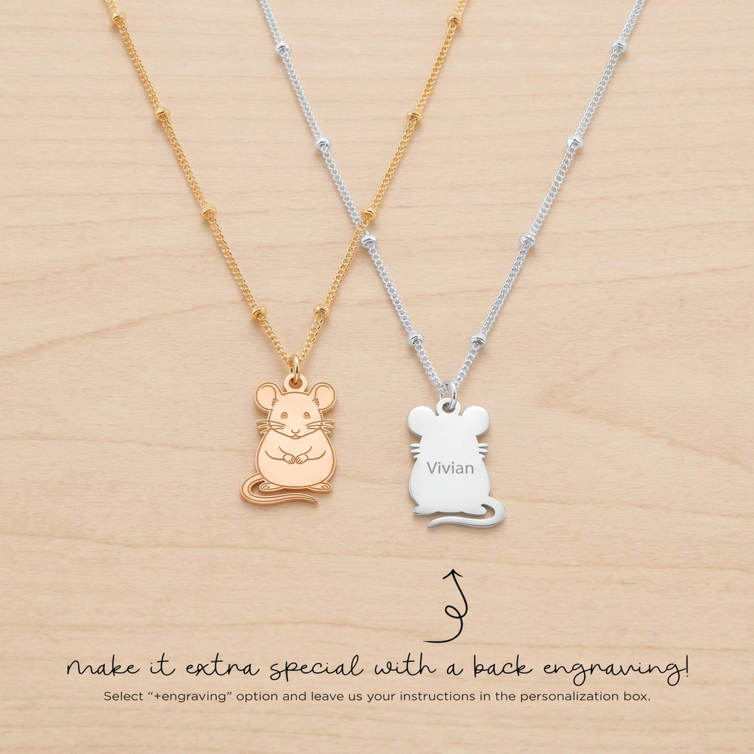 Standing Mouse Charm Necklace