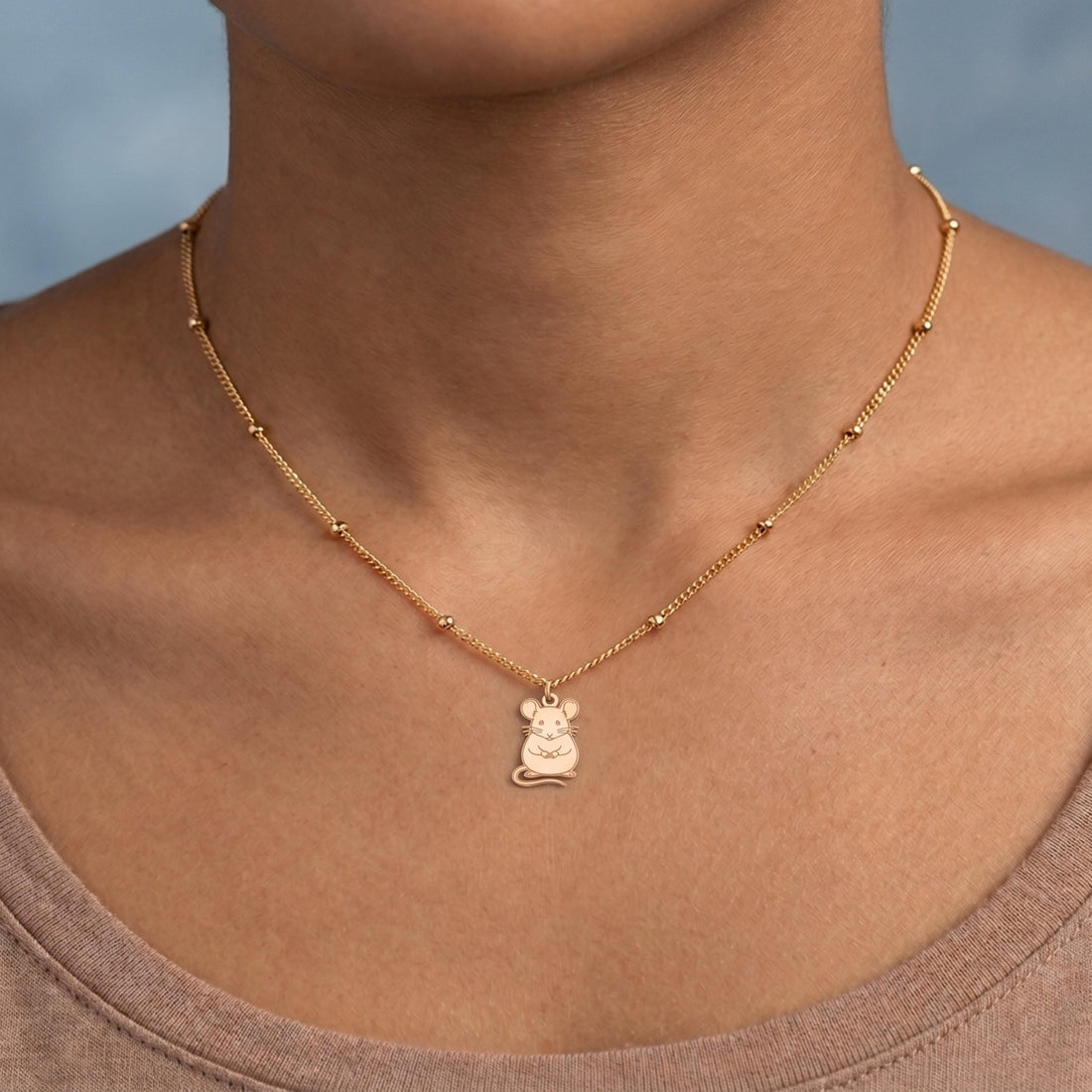 Standing Mouse Charm Necklace