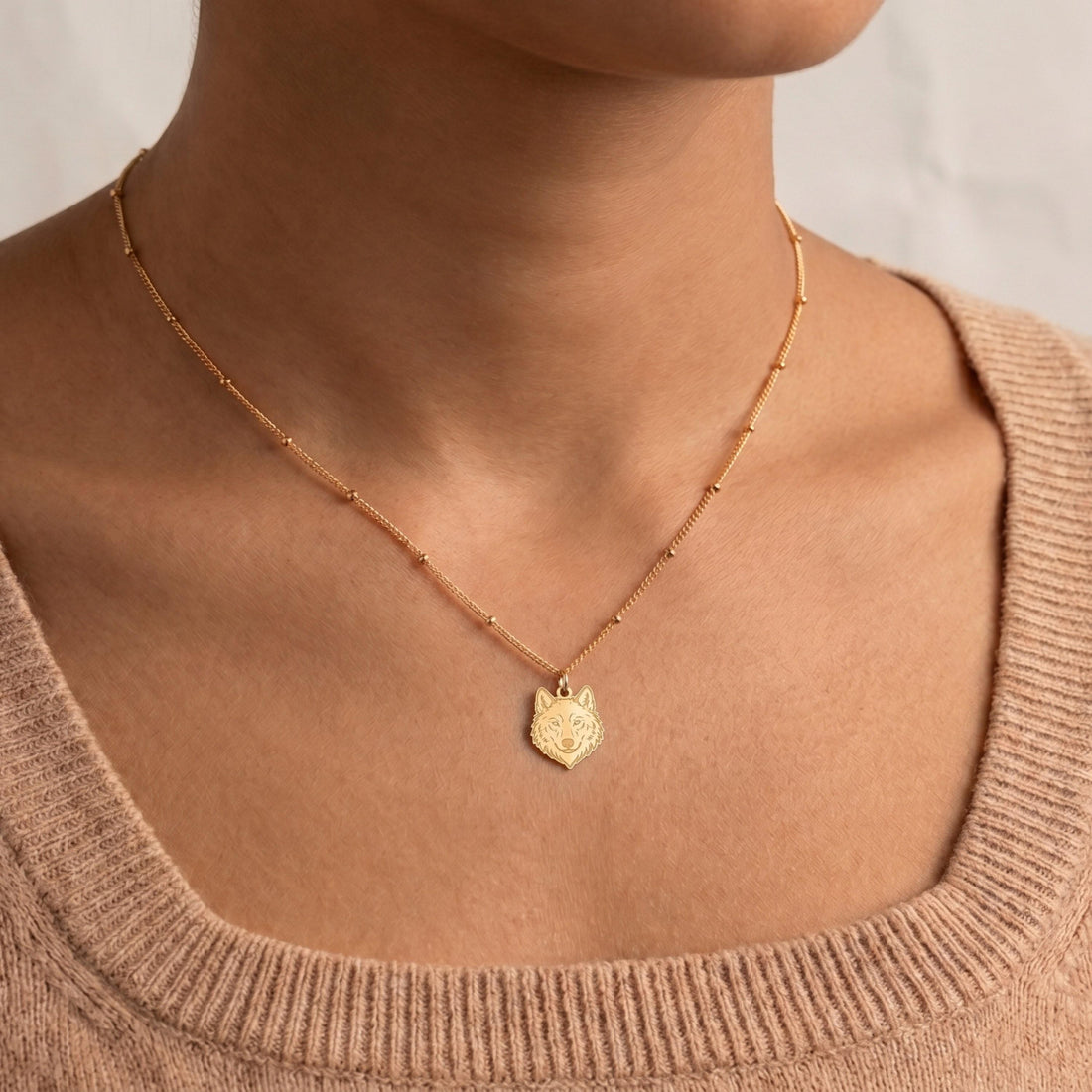 Wolf Head Charm Necklace