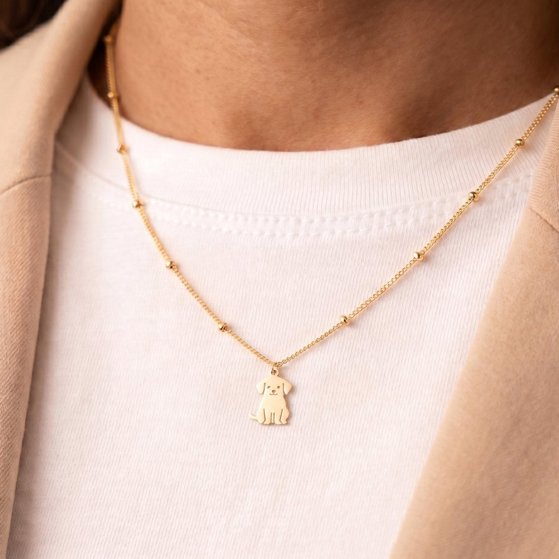 Sitting Puppy Beady Necklace