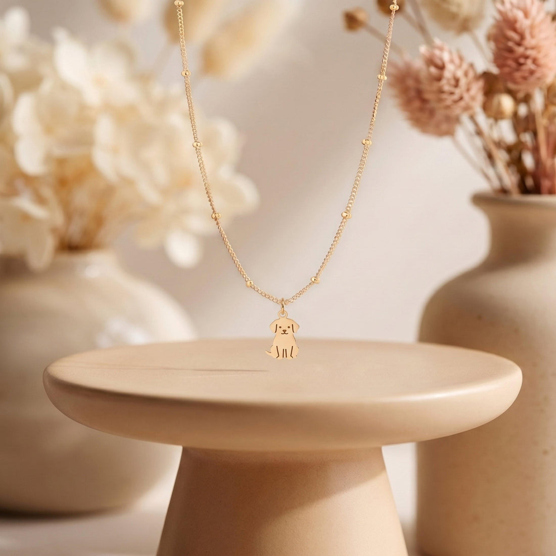 Sitting Puppy Beady Necklace