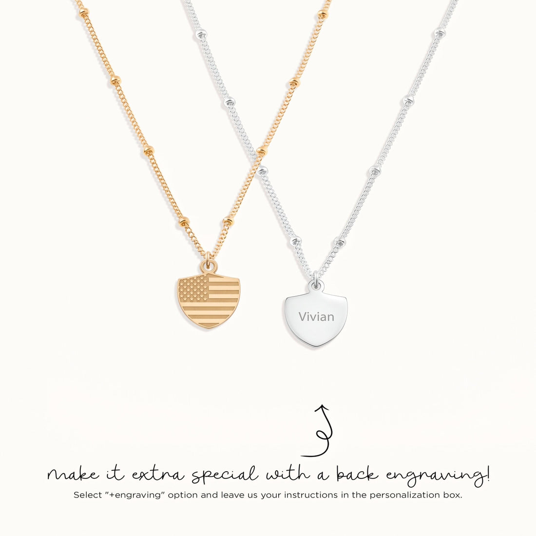 USA Flag Shield Necklace