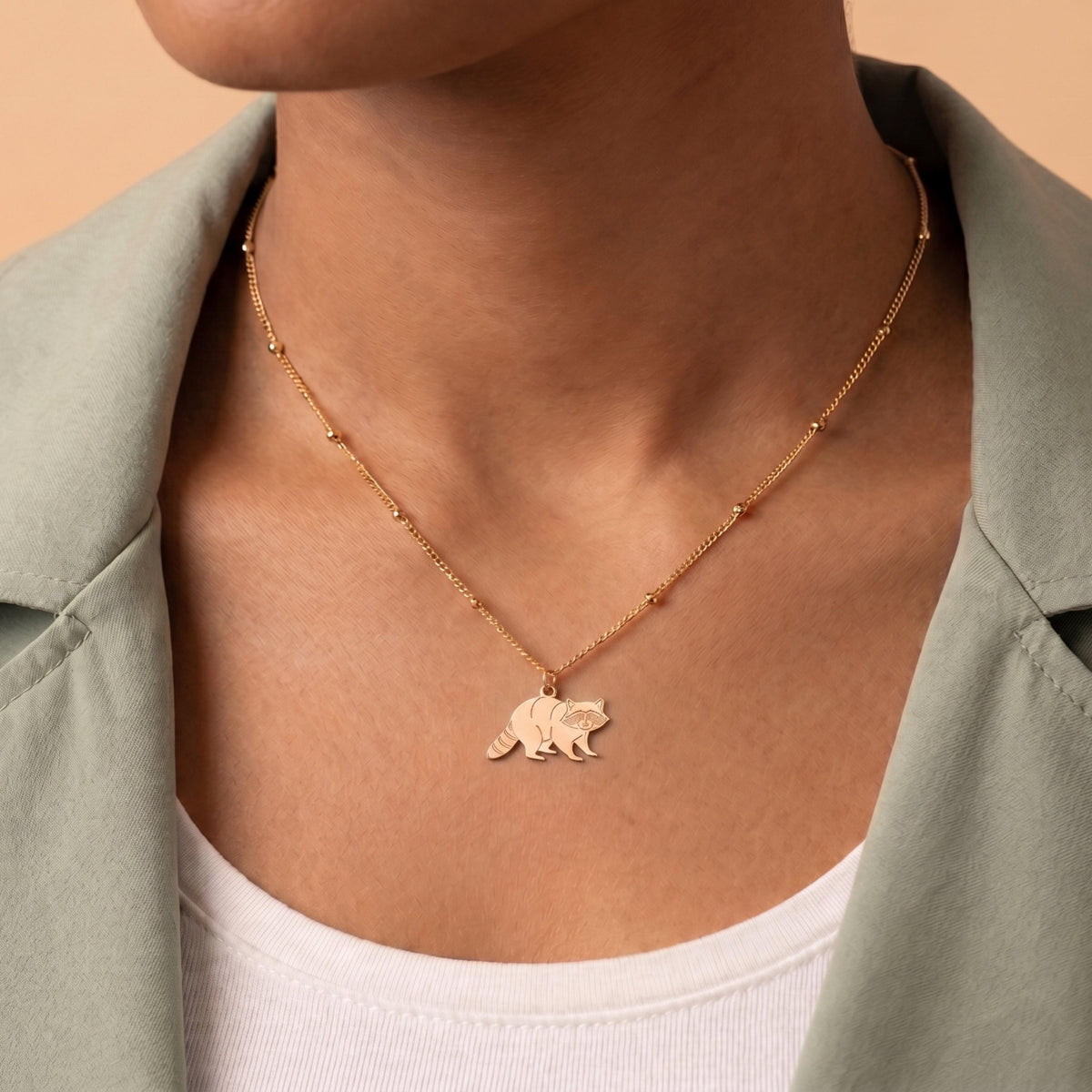 Sneaky Raccoon Beady Necklace