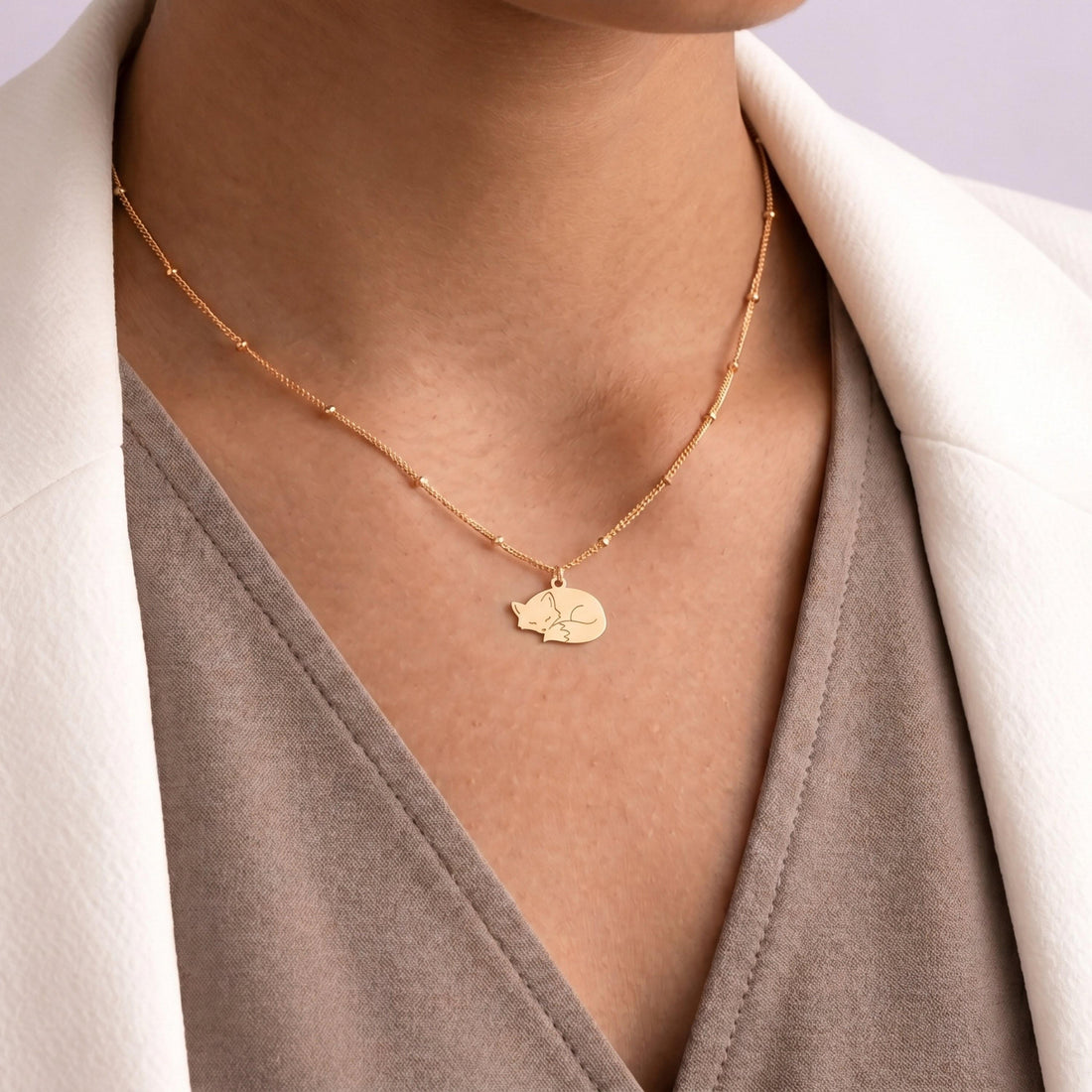 Sleeping Fox Beady Necklace