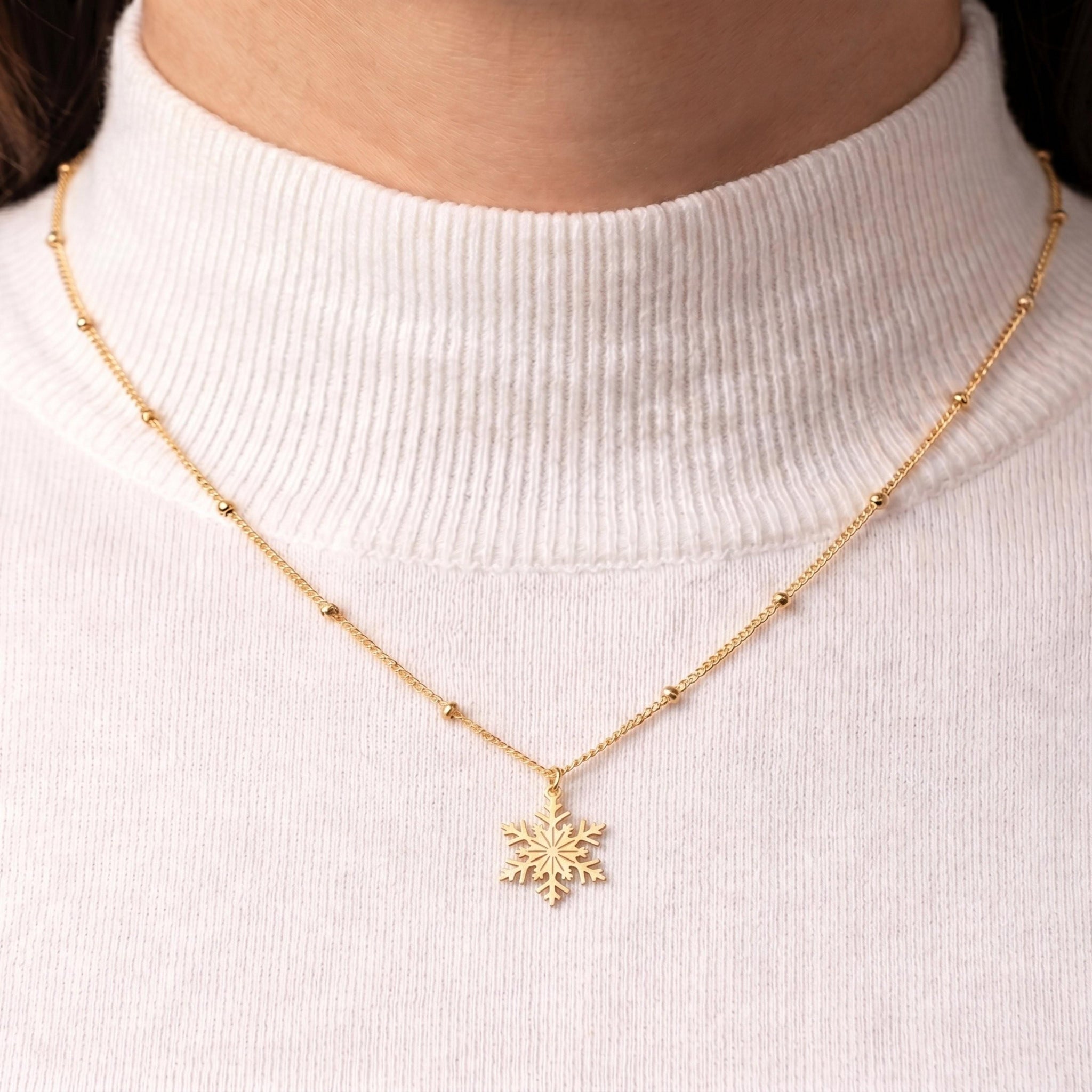 Snowflake Charm Beady Necklace