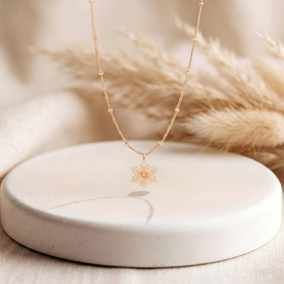 Snowflake Charm Beady Necklace