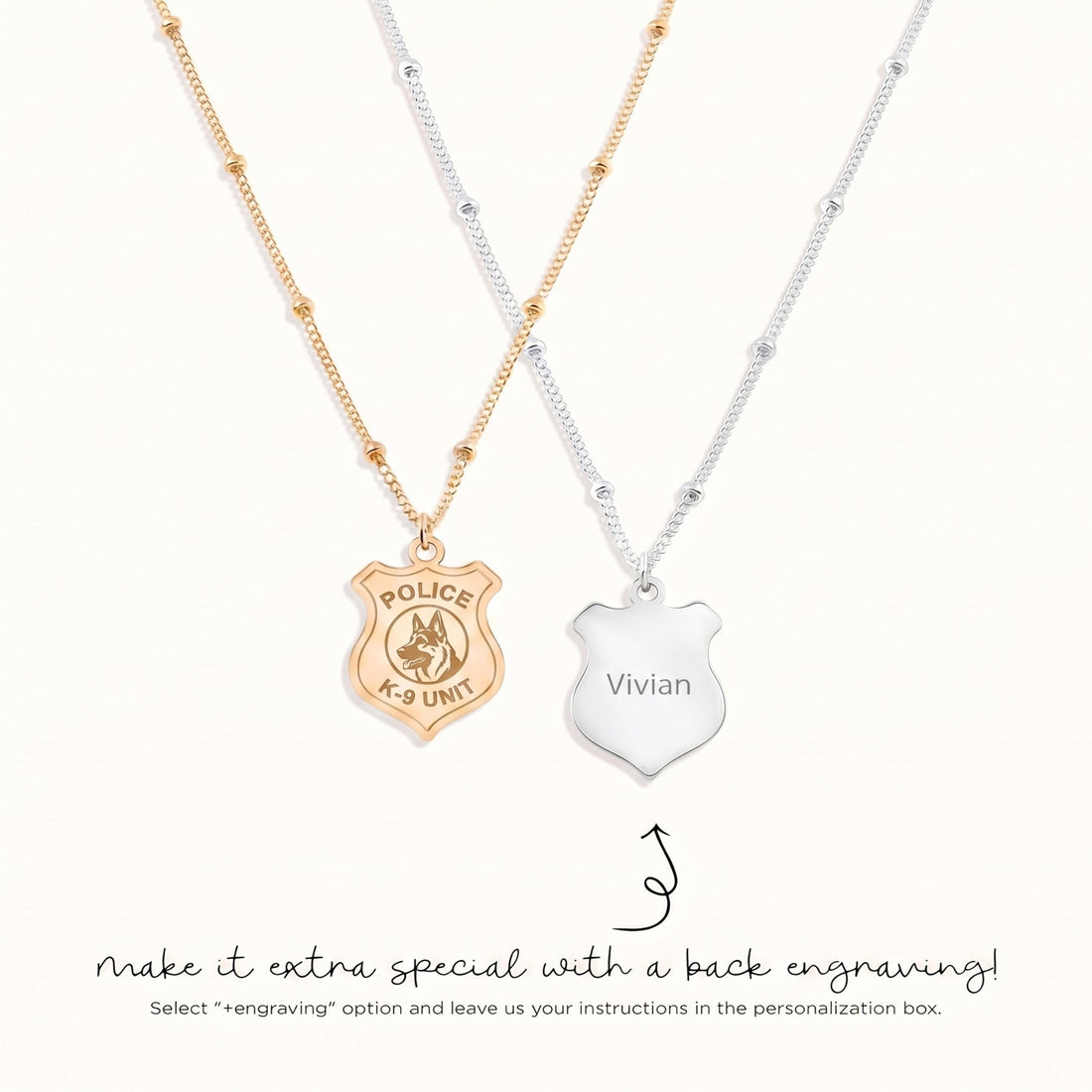 Police Dog Badge Charm Necklace