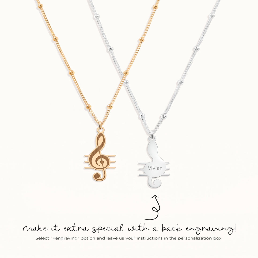 Treble Clef Beady Necklace