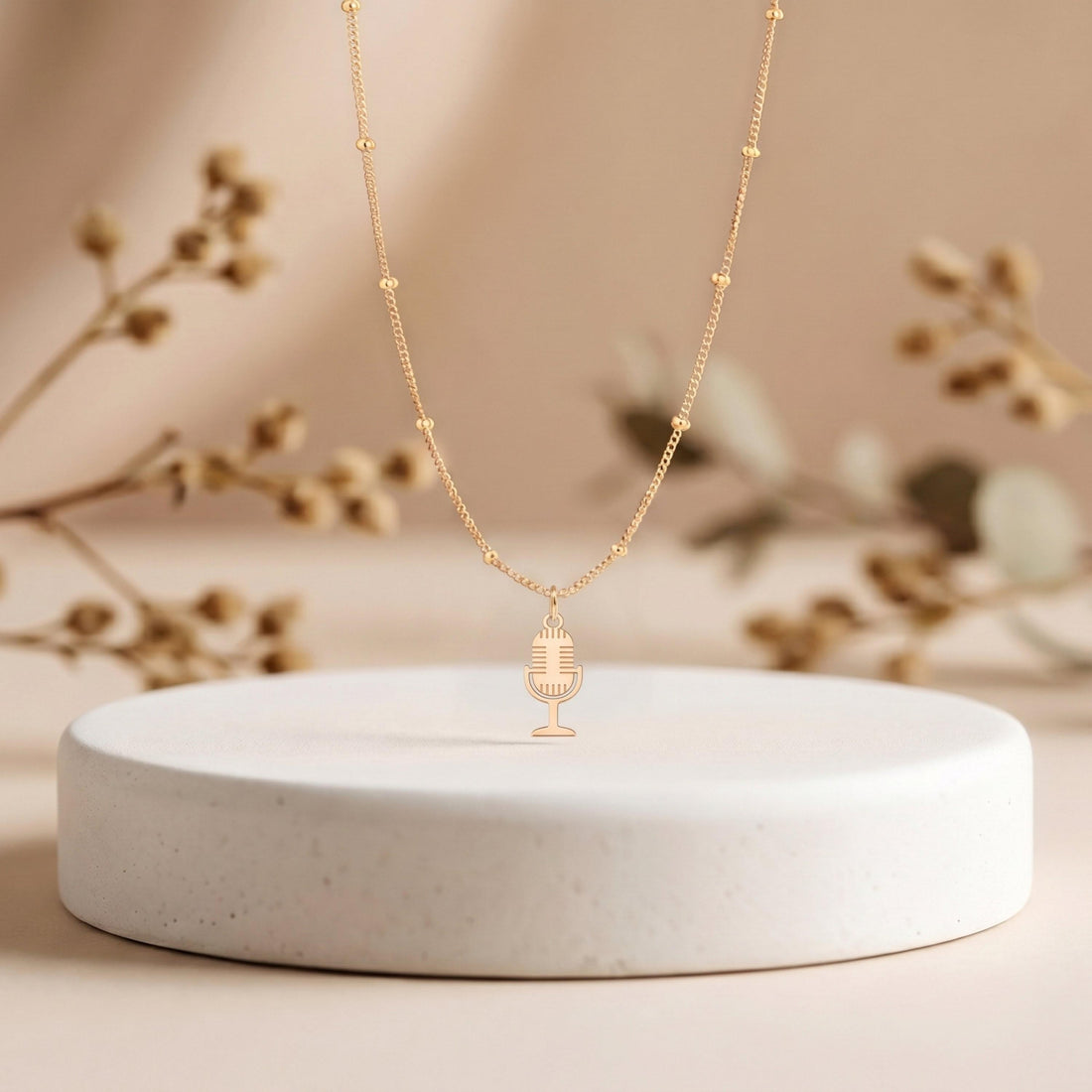 Microphone Charm Beady Necklace