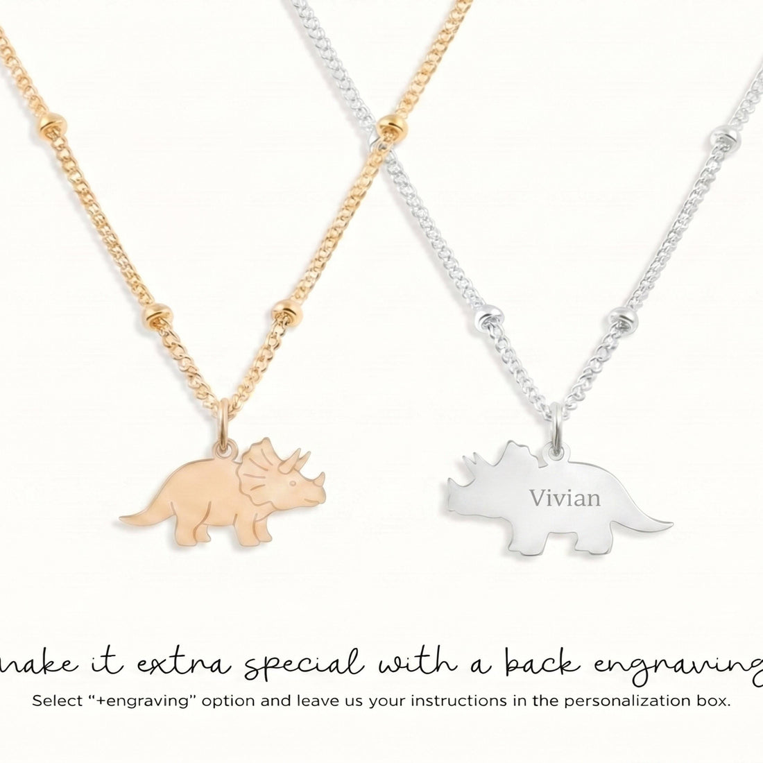 Triceratops Charm Beady Necklace